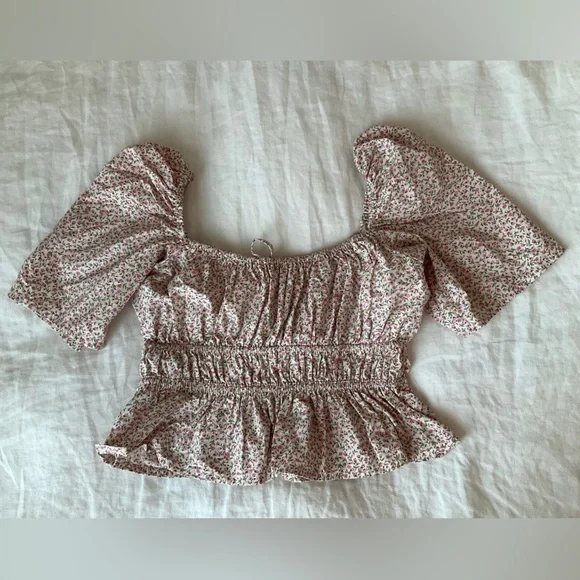 Silversaga Ida floral ditsy cotton peplum blouse, xs/small, like Doen - Picture 6 of 8